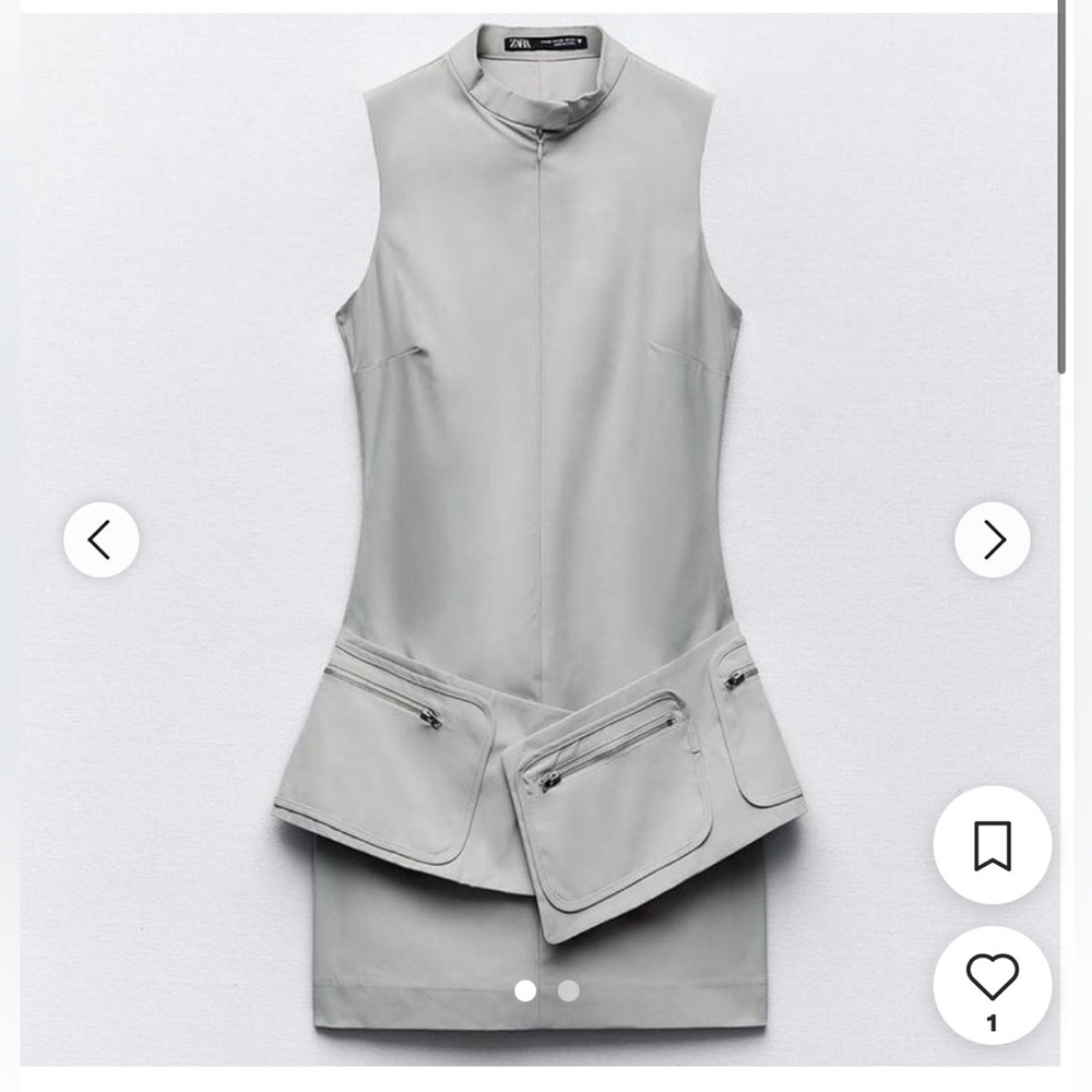 Zara Gray Sheath Mini Dress Sleeveless Cowl Neck